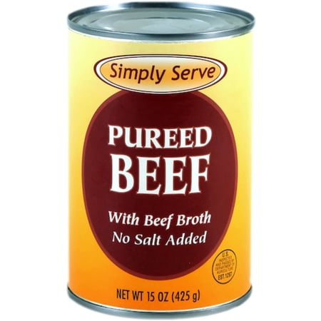 Simply Serve Pureed Beef w/ Beef Broth, 15 Ounces, 12 Per Case