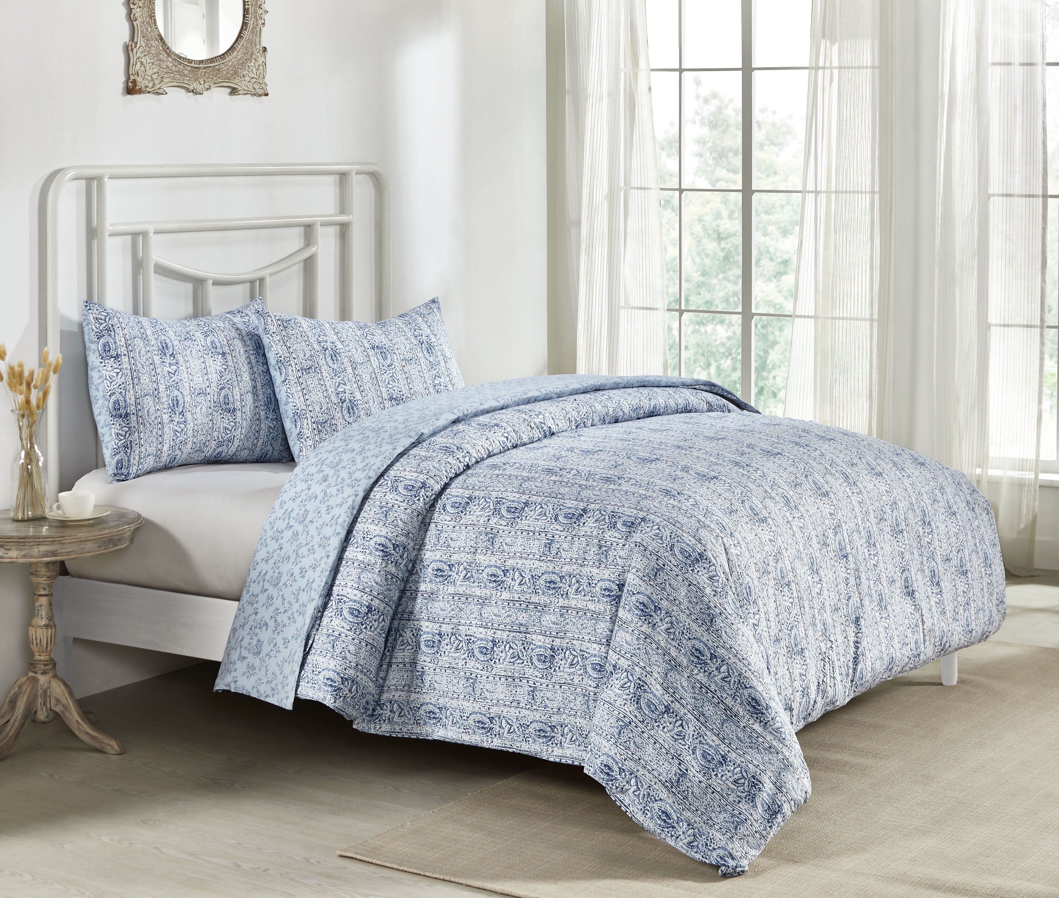 Simply Shabby Chic Blue Batik Stripe Duvet Set, King