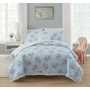 Simply Shabby Chic Bouquet Rose 4-Piece Soft Washed Microfiber Comforter Set, Full/Queen