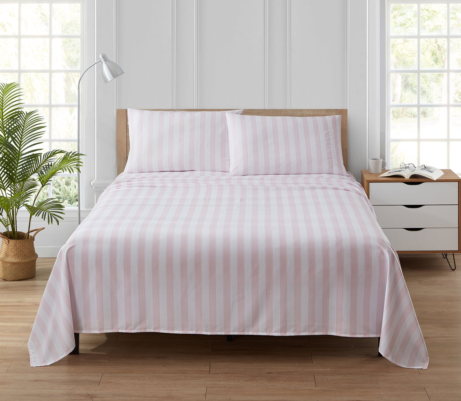 Simply Shabby Chic Cabana Stripe 4-Piece Soft Washed Microfiber Sheet Set, Full