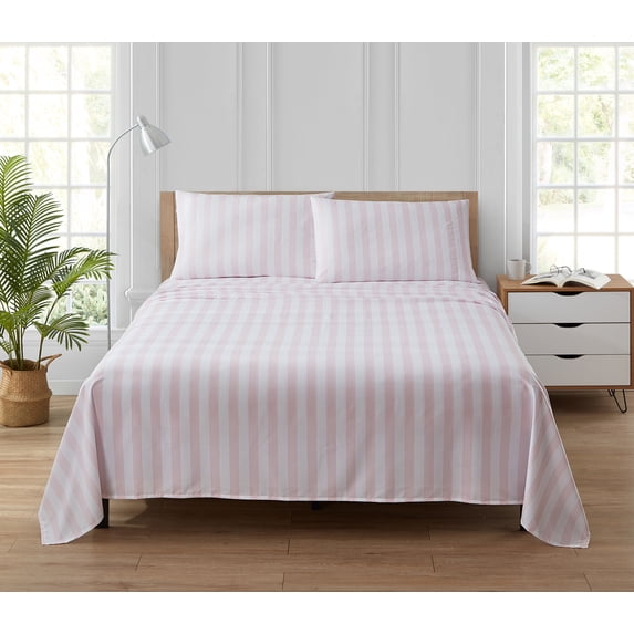 Simply Shabby Chic Cabana Stripe 4-Piece Soft Washed Microfiber Sheet Set, Full