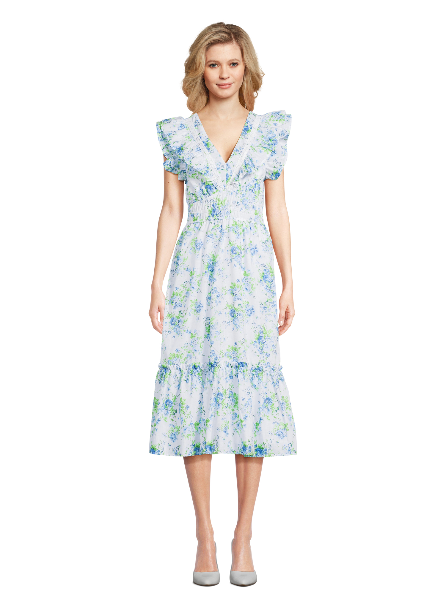 shabby chic cocktail dress White Short Sleeve Tea Length Dress by Ladivine CD0187W
