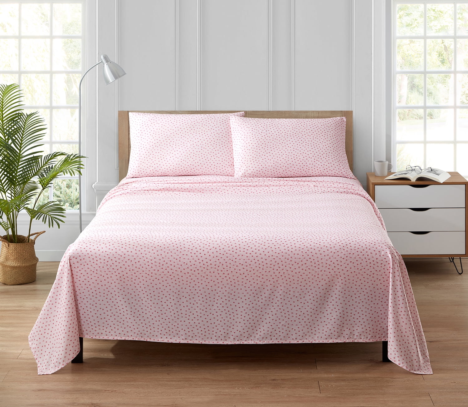 Simply Shabby Chic Mon Amie Floral 4-Piece Soft Washed Microfiber Bed Sheet Set, King