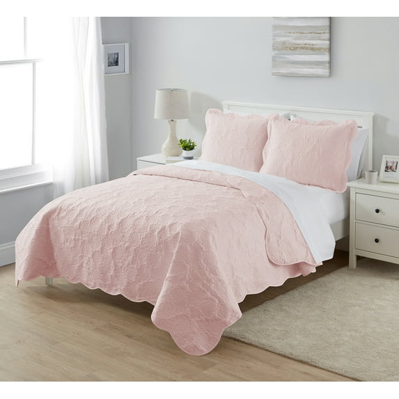 Simply Shabby Chic Pink Rose 3-Piece Quilt Set, King