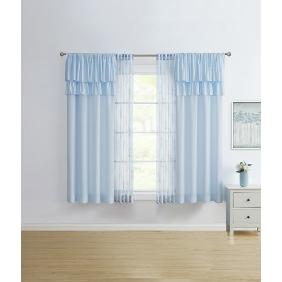 Simply Shabby Chic Ruffled Floral Bouquet Rose Window Curtain Panels and Sheers, Set of 4, 50 x 63