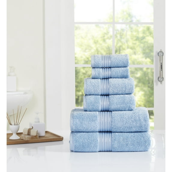 Simply Shabby Chic Solid 6-Piece Towel Set, Blue Rush