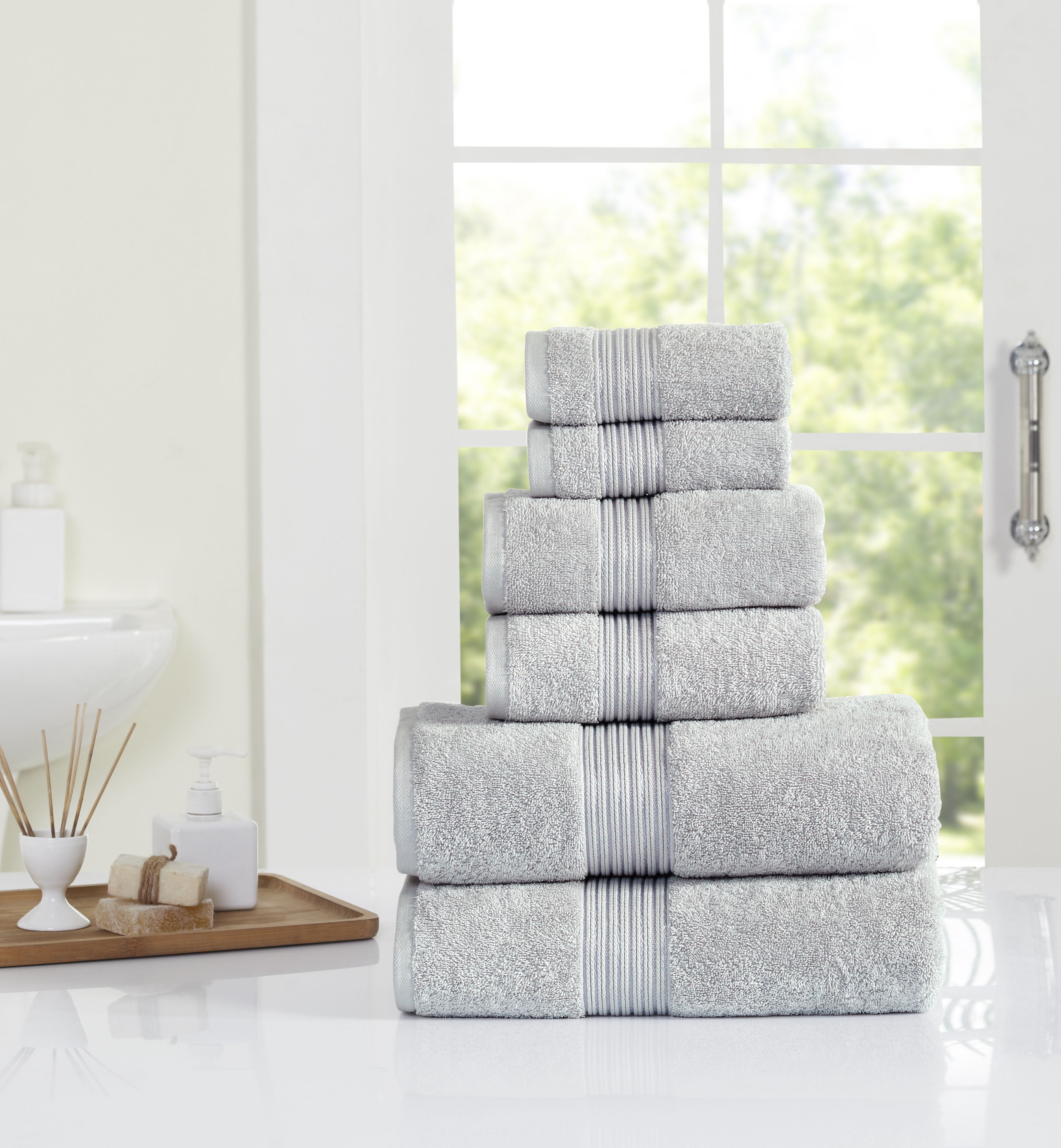 Simply Shabby Chic Solid 6-Piece Towel Set, Platinum Silver - Walmart.com