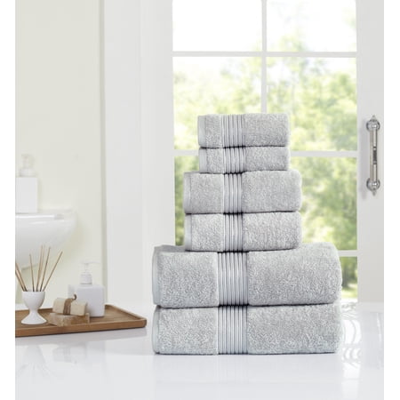 Simply Shabby Chic Solid 6-Piece Towel Set, Platinum Silver