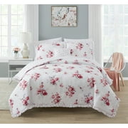 Simply Shabby Chic Sunbleached Floral 4-Piece Washed Microfiber Comforter Set, Full/Queen