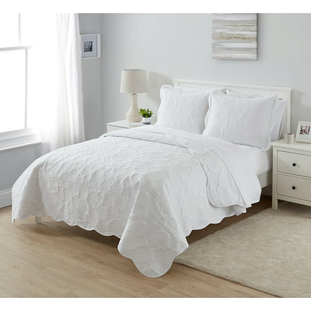 Simply Shabby Chic White Rose 3-Piece Quilt Set, Full/Queen - Walmart.com