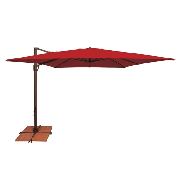 Simply Shade Bali Fabric Umbrella with Cross Bar Stand in Bronze/Jockey Red