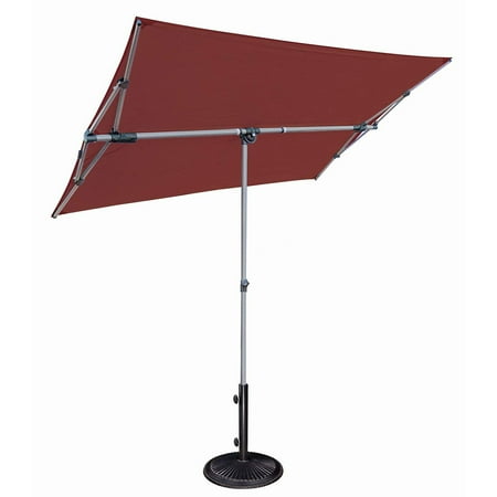 Simply Shade Capri Polyester Rectangle Balcony Umbrella in Platinum/Deep Red
