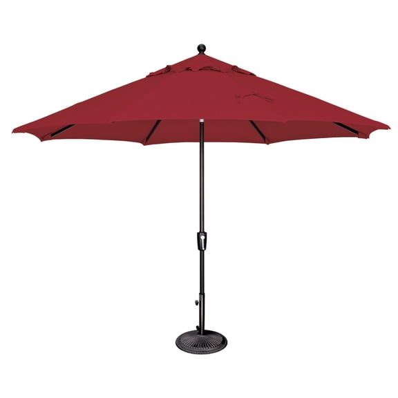 SimplyShade Octagon Outdoor Patio Umbrella with Push Button Tilt - 11' - Red