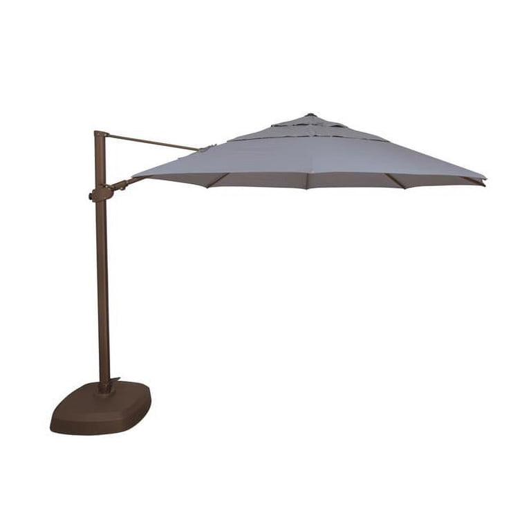 11 round offset patio umbrella with base Panama Jack 11.5 ft Cantilever Sunbrella Terracotta 360 Umbrella w/Movable Base