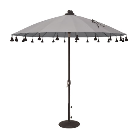SimplyShade 8ft Outdoor Patio Round Sunbrella Market Umbrella with Black Auto Tilt, Cast Silver