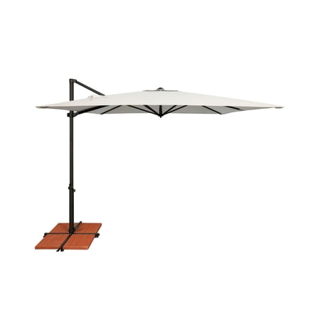 SimplyShade 8.5ft Outdoor Square Patio Umbrella with Cross Bar Stand, Taupe