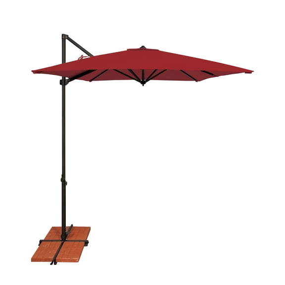 SimplyShade 8.6ft Skye Square Outdoor Patio Umbrella with Cross Bar Stand, Red
