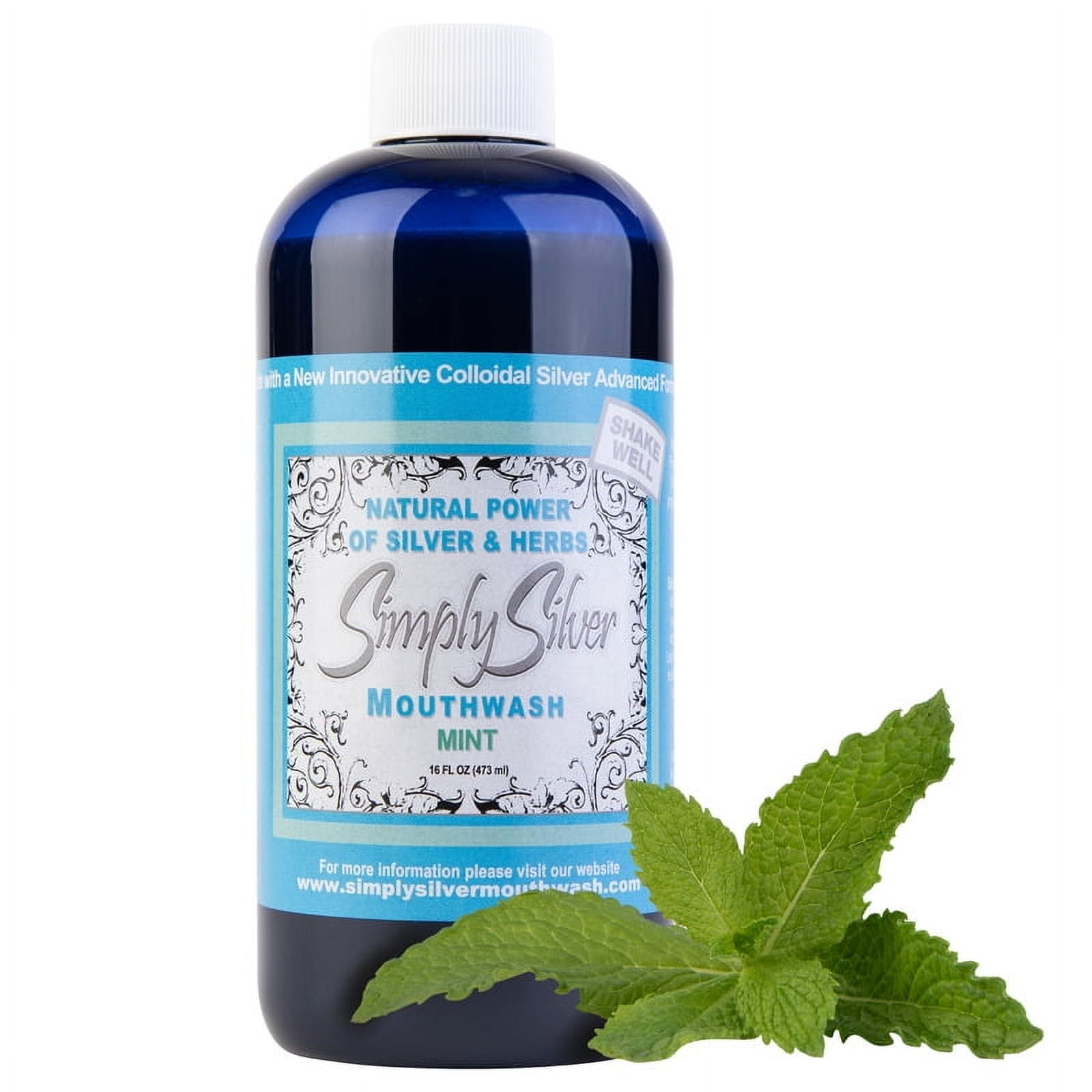 Simply Silver Mouthwash - All Natural Colloidal Silver Mouthwash Alcohol, BPA, Cetylpyridinium Chloride (CPC), and Fluoride Free, 16 Fl Oz (Mint)