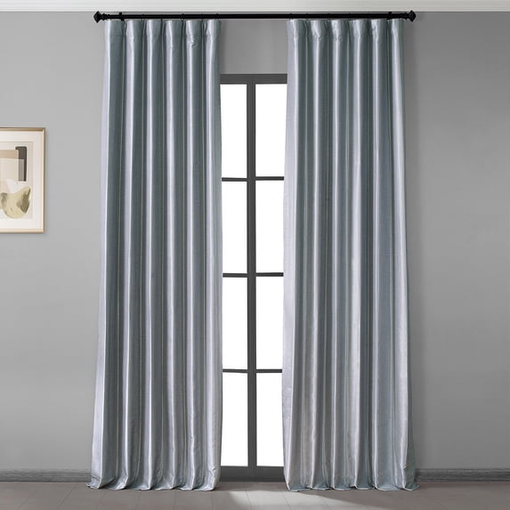 Half Price Drapes Simply Silver Faux Silk Hotel Blackout Curtains for Bedroom (1 Panel), 50WX 84L