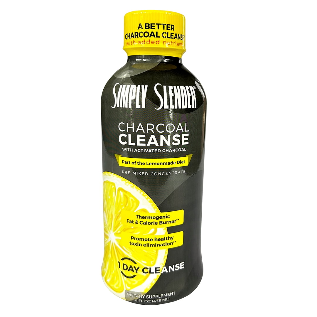 Simply Slender Charcoal Lemonade Detox Drink, 16 oz, Supports