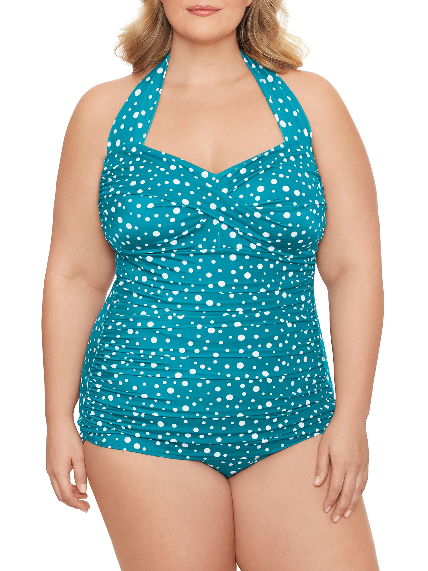 Simply Slim Women s Plus Dotty Glam Sheath One Piece Swimsuit