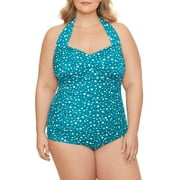 Simply Slim Women's Plus Dotty Glam Sheath One Piece Swimsuit