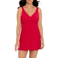 thumbnail image 1 of Simply Slim Women's and Plus Cross Your Heart One Piece Swim Dress, Sizes M-3X, 1 of 4