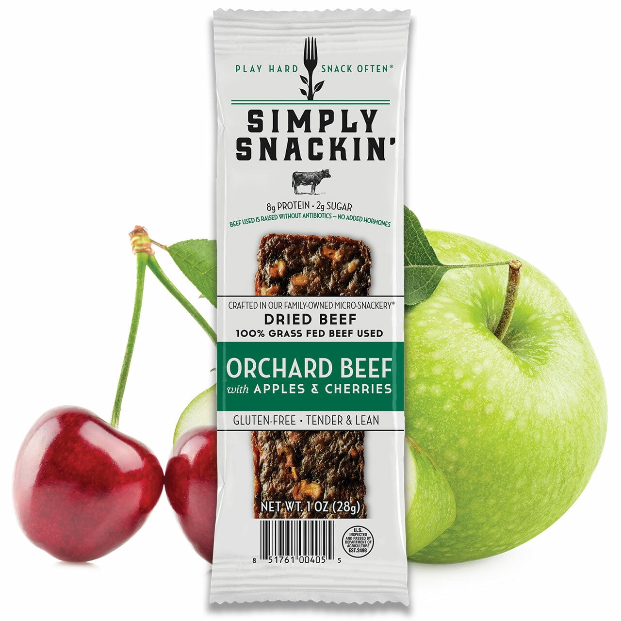 Simply Snackin' Beef Protein Snack - Orchard Beef with Apples & Cherries Size: 12-Pack