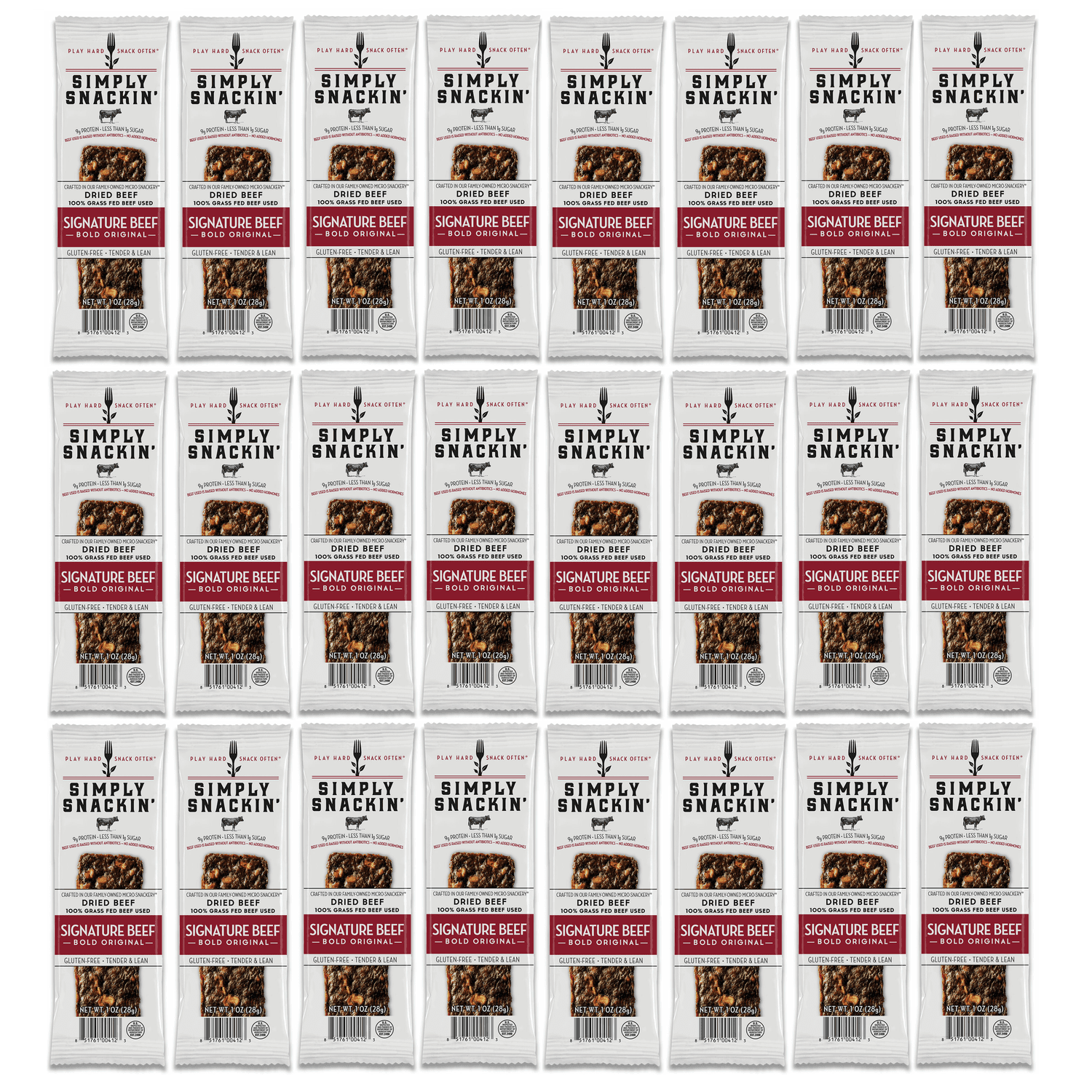 Simply Snackin' Beef Protein Snack - Signature Beef BOLD Original Size: 24-Pack