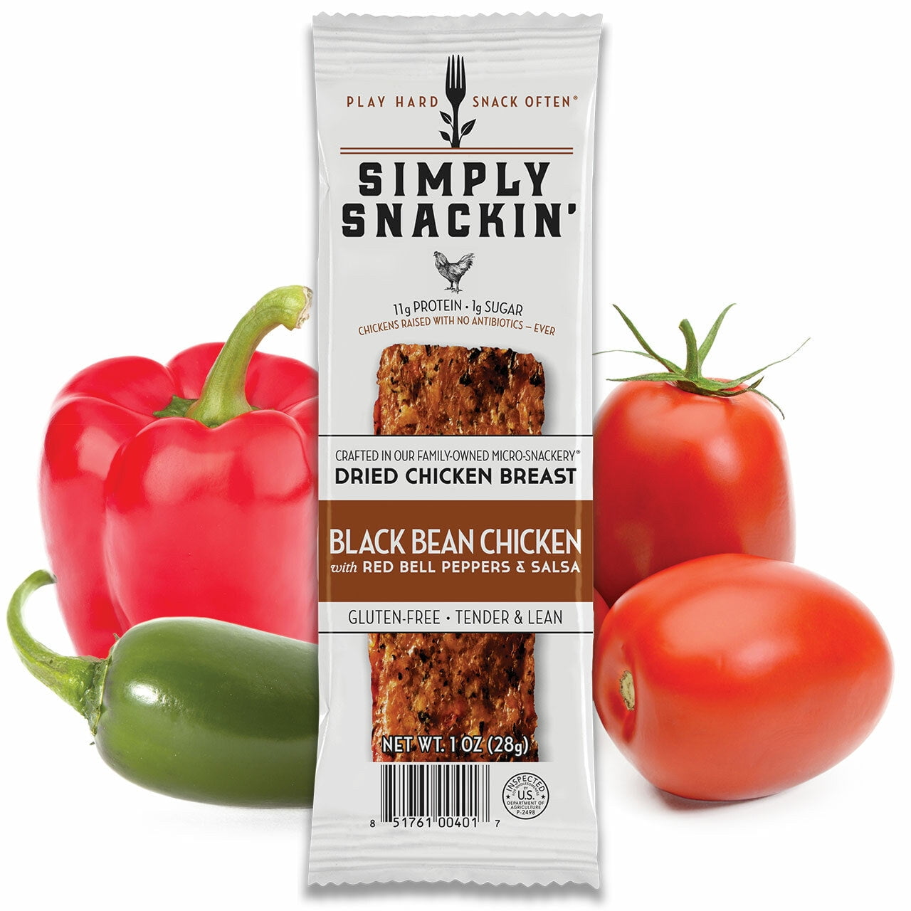 Simply Snackin' Chicken Protein Snack - Chicken Breast with Black Bean Salsa Size: 12-Pack