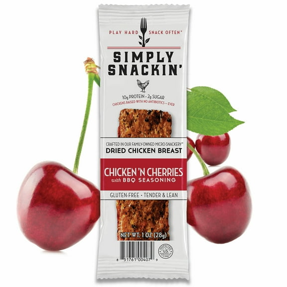 Simply Snackin' Chicken Protein Snack - Chicken' N Cherries with BBQ Size: 6-Pack