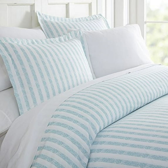 Simply Soft 3 Piece Puffed Rugged Stripes Duvet Cover Set