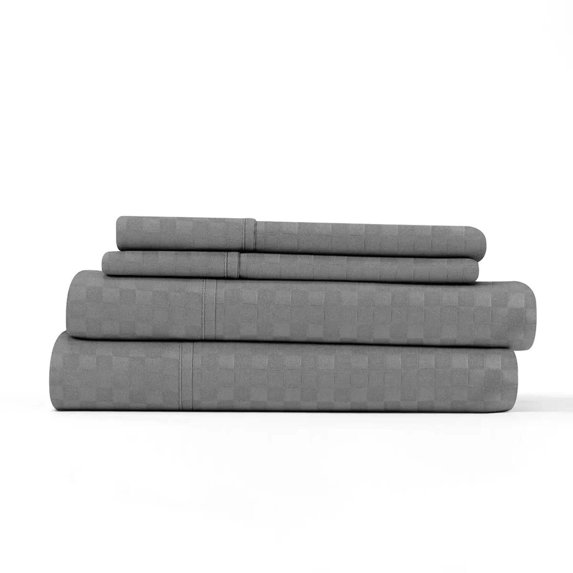 Simply Soft 4 Piece Checkered Embossed Bed Sheet Set