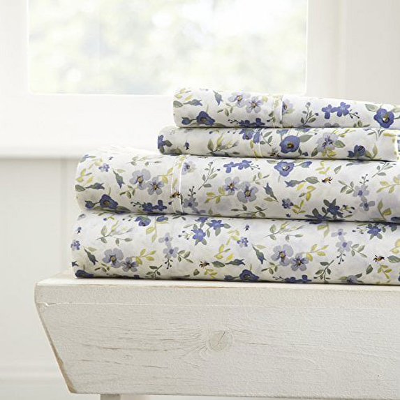 Simply Soft 4 Piece Floral Patterned Bed Sheet Set