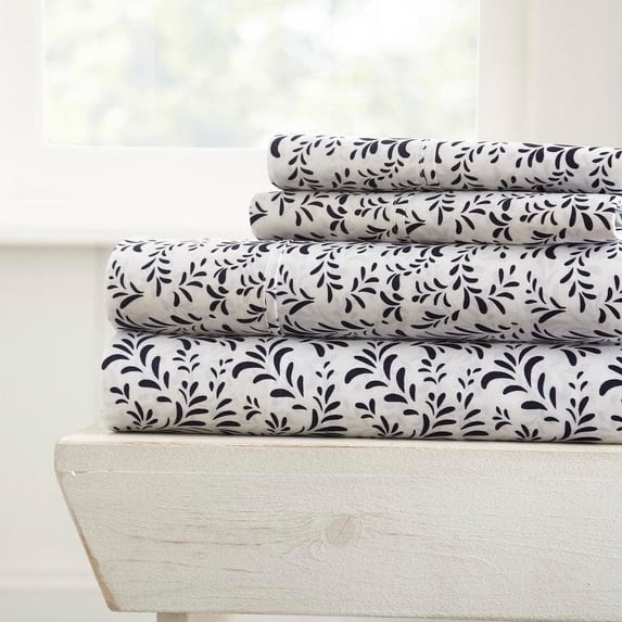 Simply Soft 4 Piece Sheet Set - Premium Ultra Burst of Vines Pattern 4 Piece Bed Sheets Set