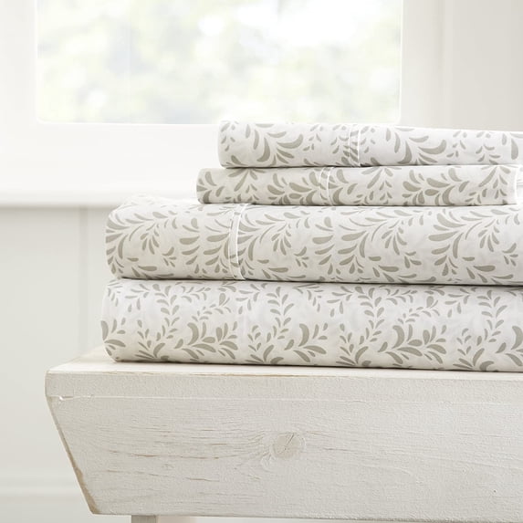 Simply Soft 4 Piece Sheet Set - Premium Ultra Burst of Vines Pattern 4 Piece Bed Sheets Set