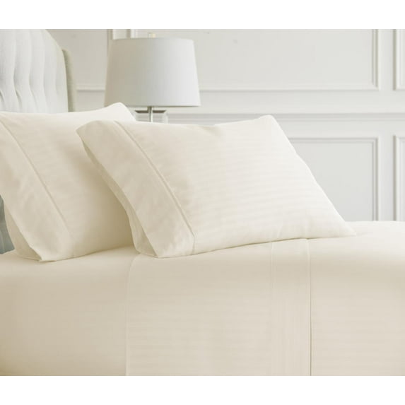 Simply Soft 4 PieceEmbossed Striped - California King - Ivory