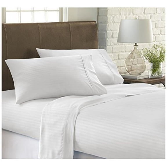 Simply Soft 4 PieceEmbossed Striped - Full - White