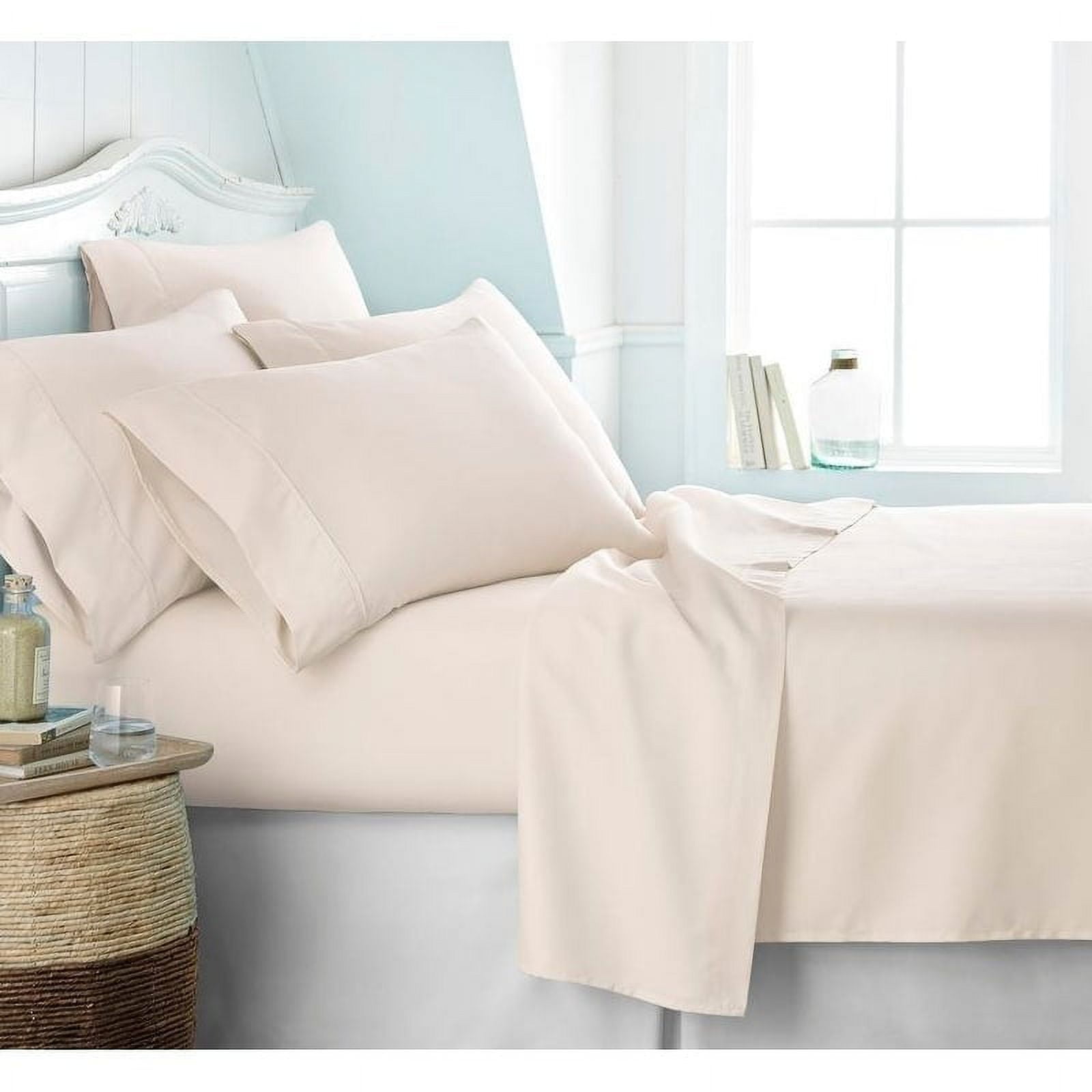 Ivory California King Wrinkle Resistant Microfiber Sheet Set