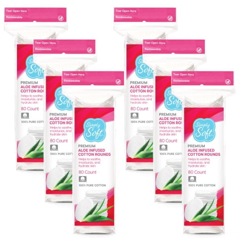 Simply Soft Aloe Infused Premium Cotton Rounds, 480 Count
