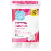 Simply Soft Cotton Rounds (300 Count), 100% Cotton Absorbent and Textured Cotton Pads, Lint-Free