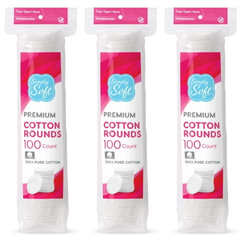 Simply Soft Cotton Rounds, 100% Cotton Absorbent and Textured Cotton Pads, Lint-Free, 300 Count