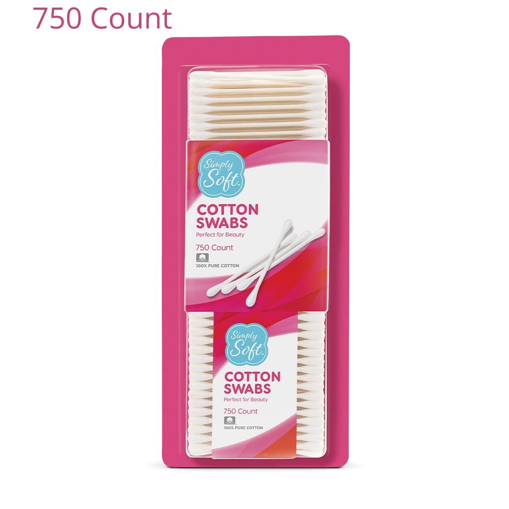 Simply Soft Cotton Swabs, Cotton-Tipped Applicators, 750 Count per Pack, 18 Packs