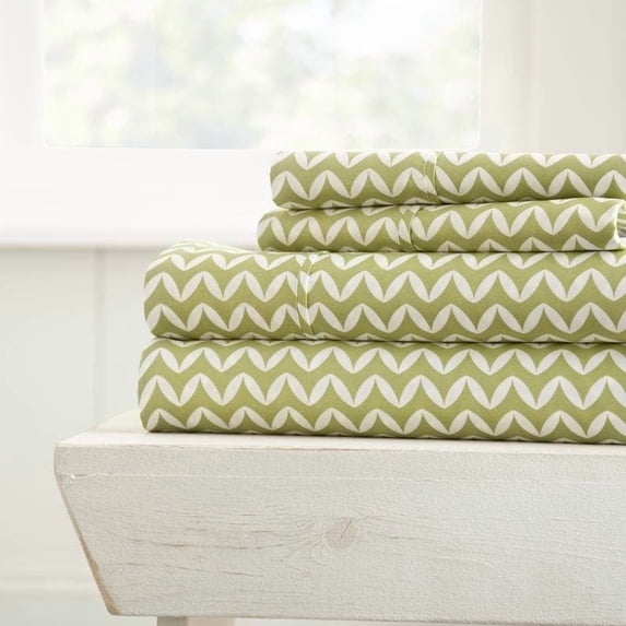 Simply Soft Geometric Patterned 4 Piece Bed Sheet Set