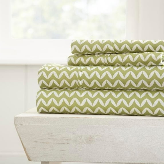 Simply Soft Geometric Patterned 4 Piece Bed Sheet Set