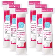 Simply Soft Premium Cotton Rounds, 100% Pure Cotton, Absorbent Cotton Pads, 100 Count 6 Pack