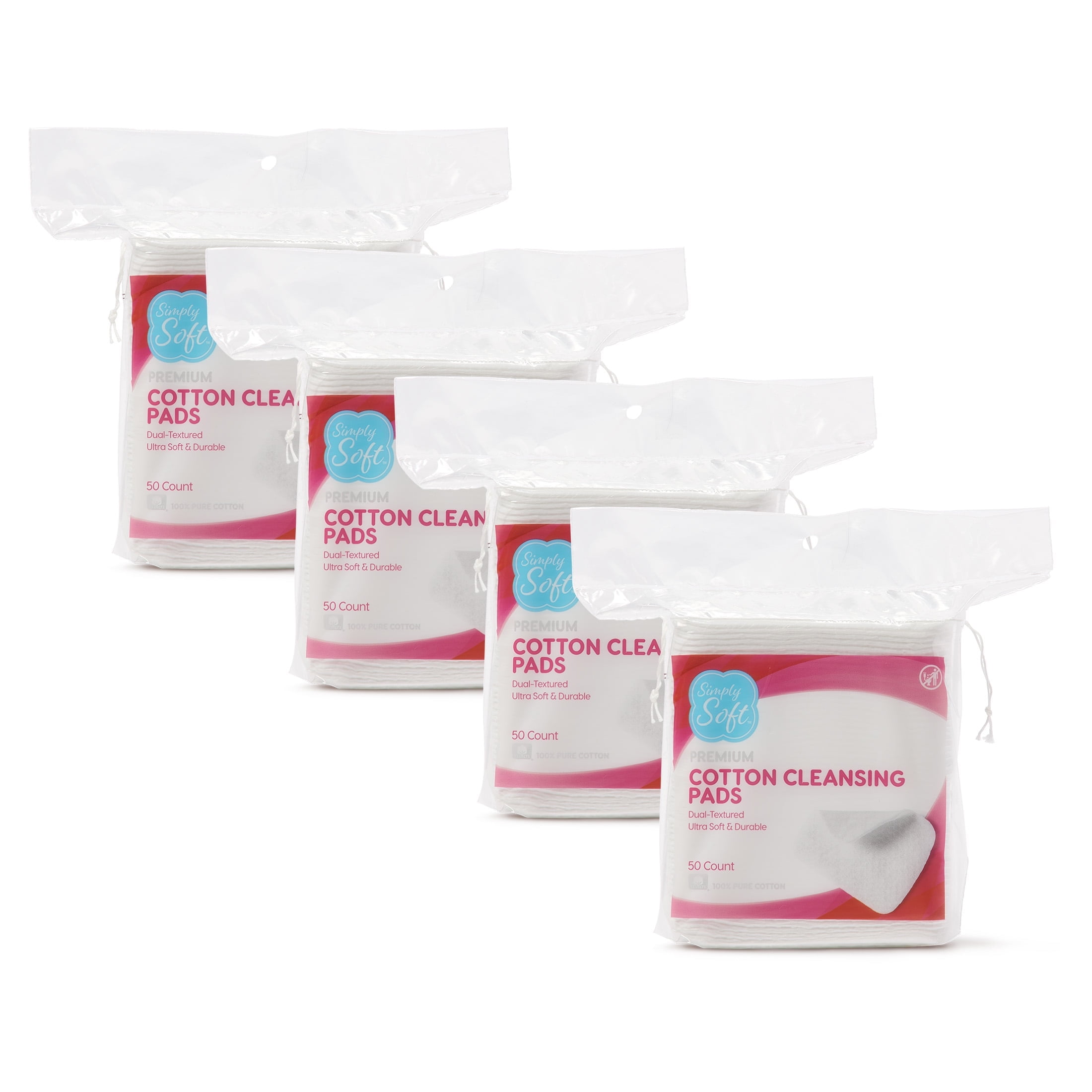 Simply Soft Premium Jumbo Cotton Cleansing Pads, 100% Pure Cotton, Large Cotton Pads, 200 Count