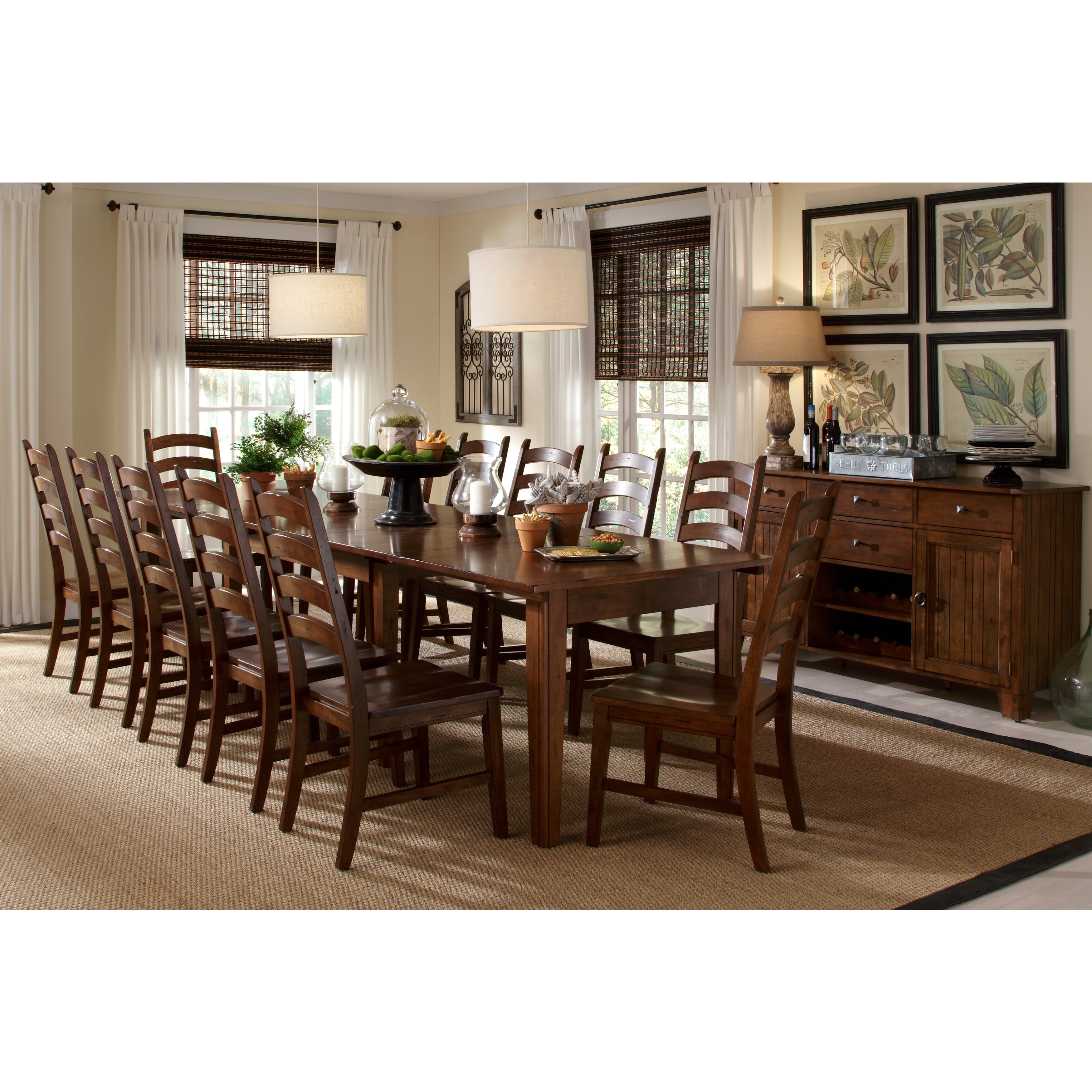 Auden Antique Brown Solid Wood Ladderback Dining Chairs