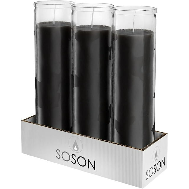 Simply Soson 2x8 inch Black Devotional Candles in Glass Jar 3 Pack