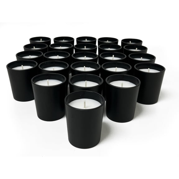 Simply Soson Scented Votive Candles, Bulk Set of White Patchouli Small Candles, Votive Candles Scented in Glass, Black Holder 10 Hours Burn, for Wedding, Birthday, Holiday Christmas & Decoration Y101